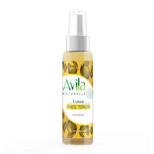 Bottle of avila naturalle lemon face toner with spray nozzle.