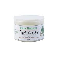 A jar of aviva natural foot cream on a white background.