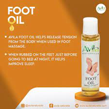 Ad for foot oil with an orange background.