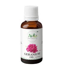 A bottle of geranium oil.