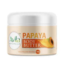 A container of avila papaya body butter with a weight indication of 450g.