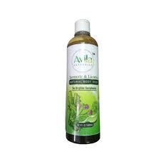 Bottle of avila lemongrass & aloe vera natural body wash on a plain background.